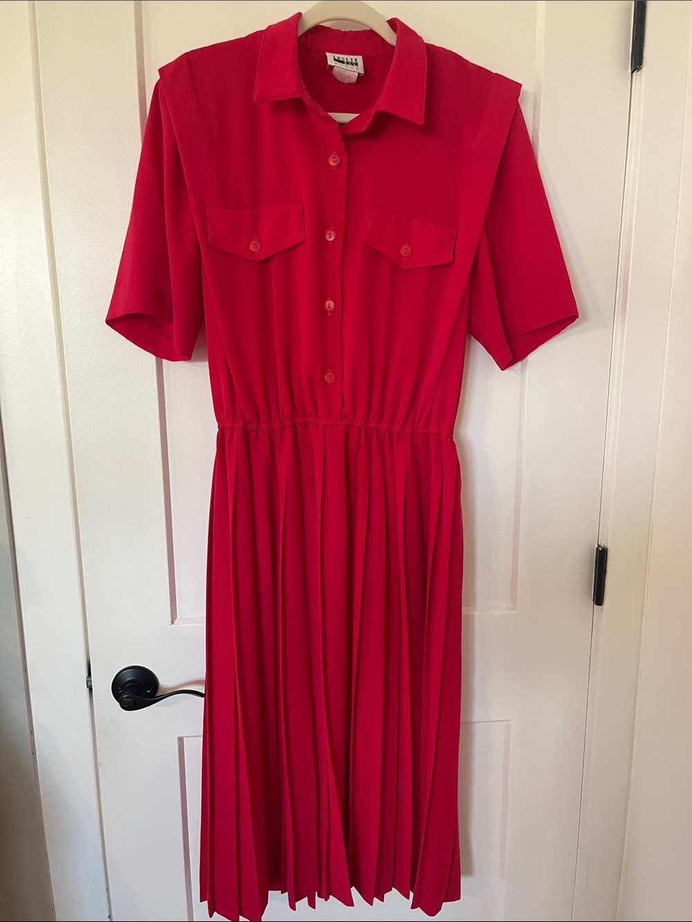 Leslie Fay Vibrant Pink Shirtwaist Midi Dress